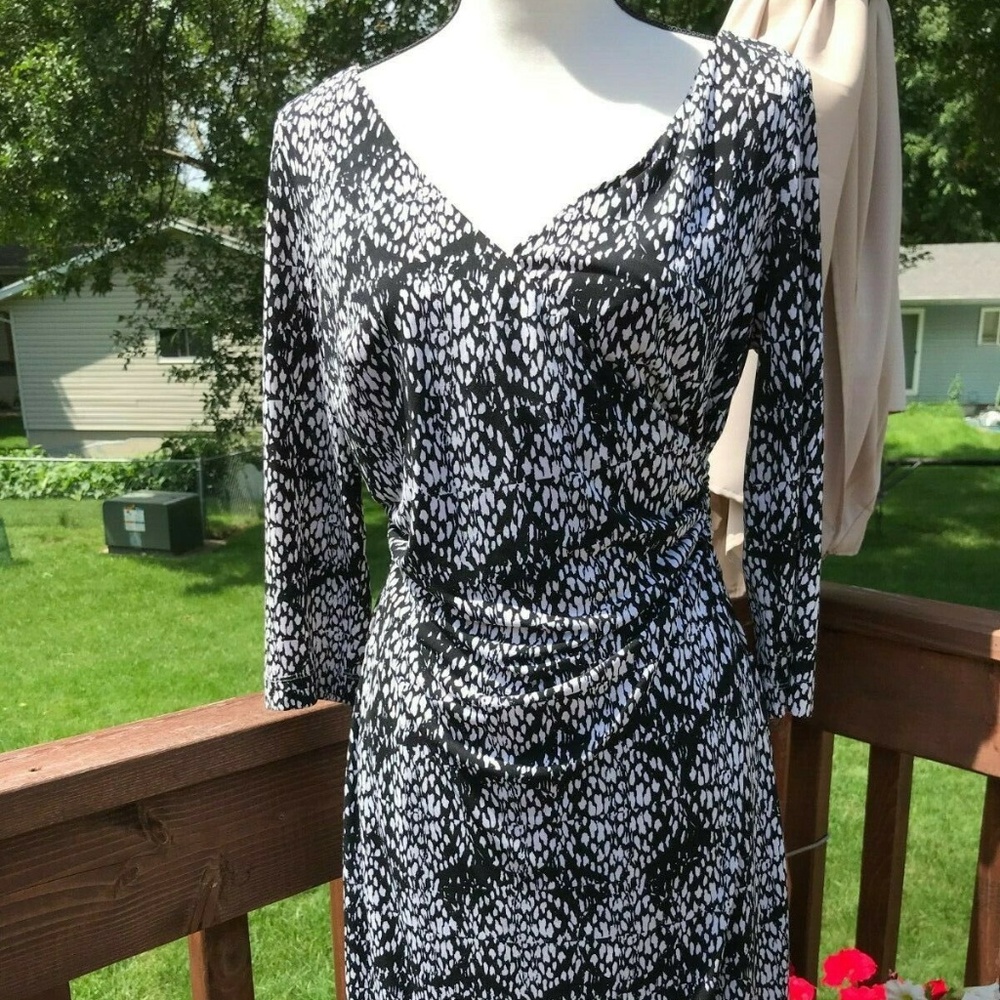 Adrianna Pepell Women's Dress Black/White V-neck S